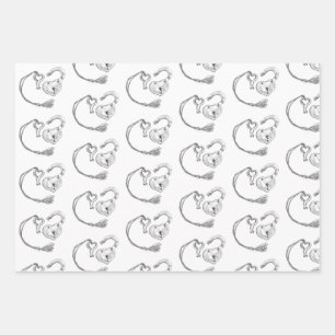 Heart Lock and Key Wrapping Paper Sheet