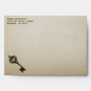 Heart Lock and Skeleton Key Wedding Envelopes