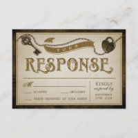 Heart Lock and Skeleton Key Wedding RSVP Cards