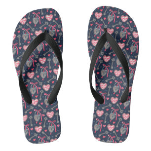 Heart Lock Gift Pattern, Valentine's Day Gift Flip Flops