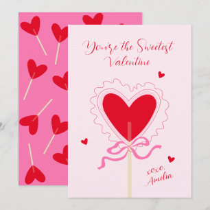 Heart Lollipop Bow XOXO Sweetest Valentine Love Holiday Card