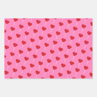Heart Lollipop Valentine's Day Pattern Wrapping Paper Sheet