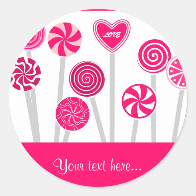 Heart Lollipops Design Sticker (Front)