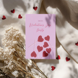 Heart Lollipops on Pink – Valentine’s Day Party  Invitation
