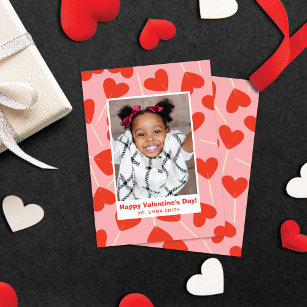 Heart Lollipops Valentine's Classroom Carte photo