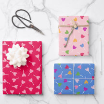 Heart Lollipops - Wrapping Paper Trio