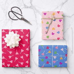 Heart Lollipops - Wrapping Paper Trio