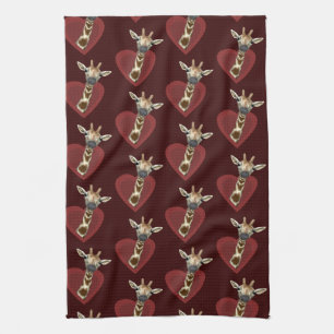 Heart Lost To Giraffes Kitchen Towel