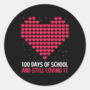 Heart Love 100 Days Of School Gift For Teacher Stu Classic Round Sticker