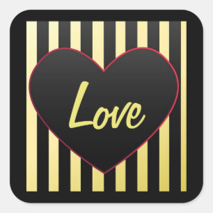Heart "Love" and Stripes Square Sticker