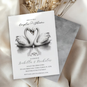 Heart Love Birds Couples Bridal Shower Invitation