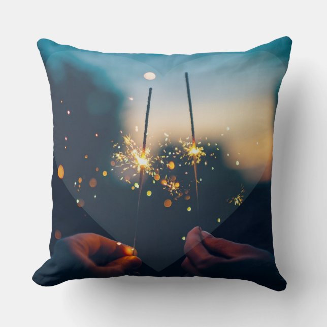 Heart Love Blue Heart Throw Pillow (Front)