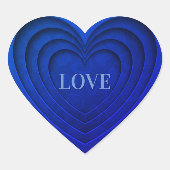 Heart "Love" Bright Blue Sticker (Front)