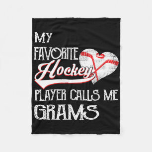 Heart Love Cute Favorite Hockey Player Calls Me Gr Fleece Blanket