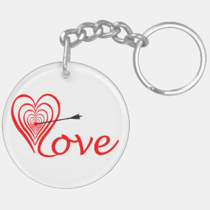Heart love Dartscheibe with arrow Keychain
