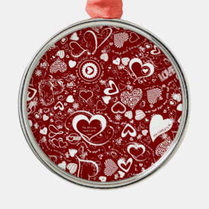 Heart Love Doodles Metal Ornament