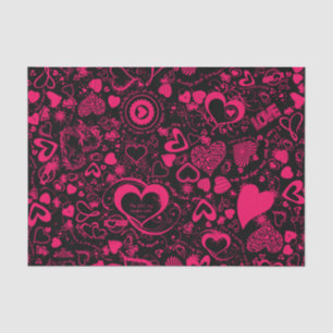 Heart Love Doodles Pink-Black-Tissue Wrap Paper