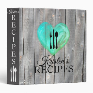 Heart Love Grey Wood Recipe Cooking Classic Binder