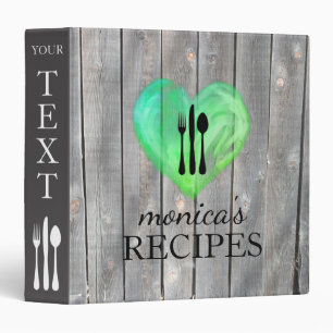 Heart Love Grey Wood Recipe Cooking Vintage Binder
