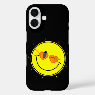 heart love happy face vintage valentines yellow iPhone 16 case