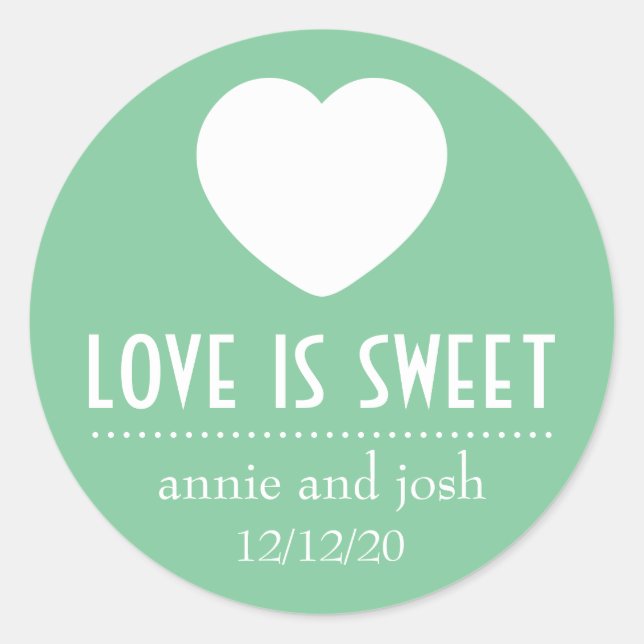 Heart Love Is Sweet Labels (Mint Green) (Front)
