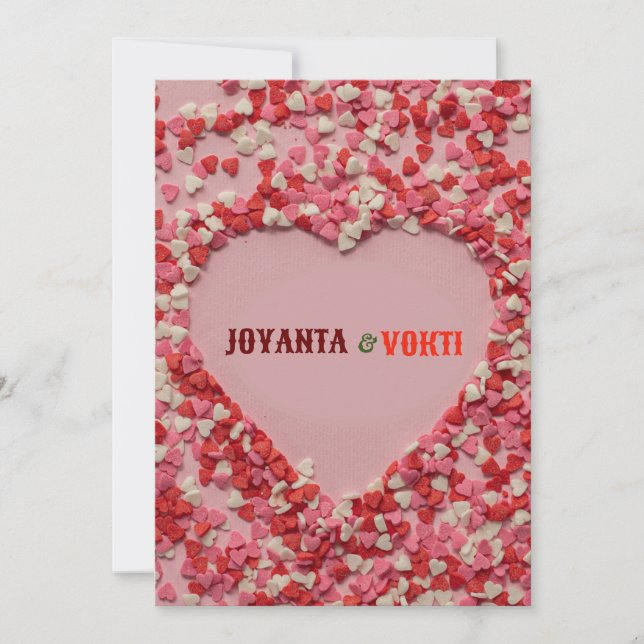 Heart love Joyanta & Vokti red maroon color Invitation (Front)