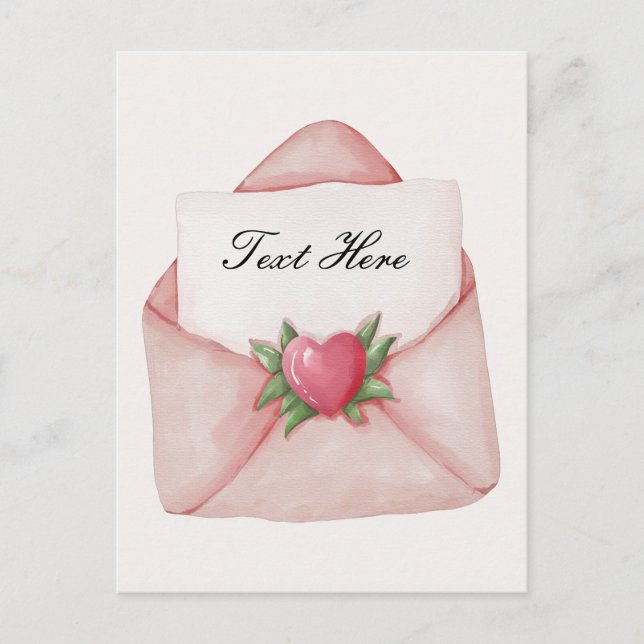 Heart love letter custom text  postcard (Front)
