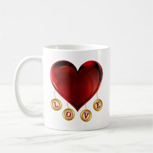 Heart Love Letters Romantic Typography Design Coffee Mug