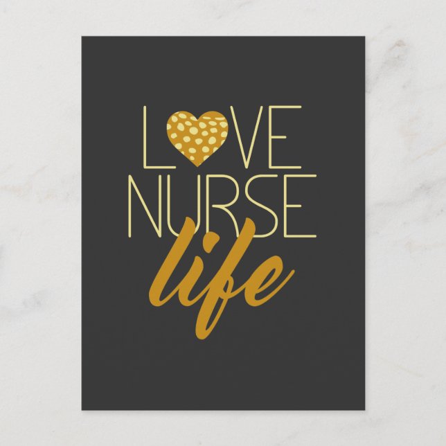 Heart Love Nurse Life Announcement Postcard (Front)