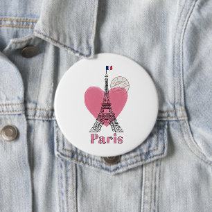 Heart Love Paris Button