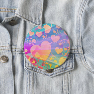 Heart Love Pattern Pastel Design 4 Inch Round Button