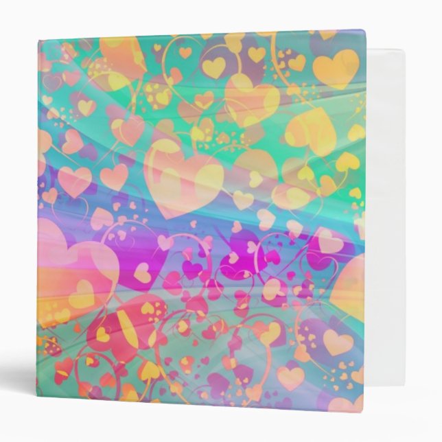 Heart Love Pattern Pastel Design Binder (Front/Inside)
