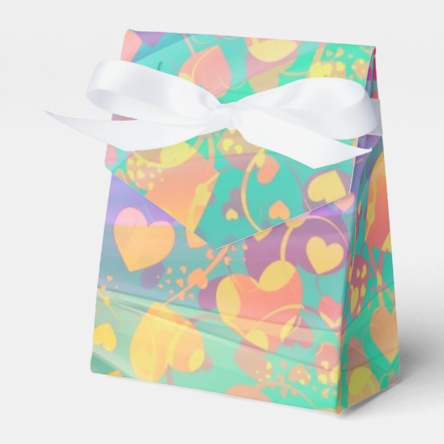 Heart Love Pattern Pastel Design Favor Box (Front Side)