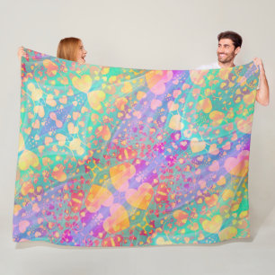 Heart Love Pattern Pastel Design Fleece Blanket