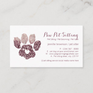 Heart Love Quartz Pet Sitter Grooming Paw Business Card