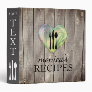 Heart Love Rustic Wood Recipe Cooking Vintage Binder