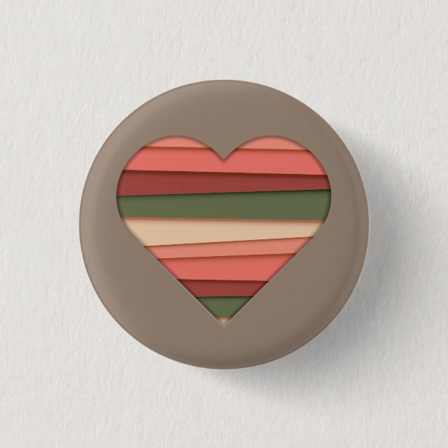 Heart Love Striped Valentine's Day 1 Inch Round Button (Front)