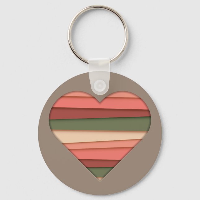 Heart Love Striped Valentine's Day Keychain (Front)