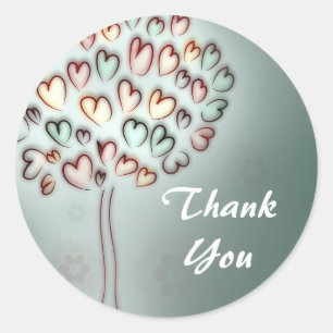 heart love tree thank you sticker