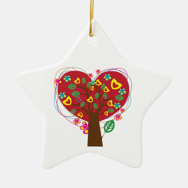 Heart love tree Valentine's Day custom ornament (Front)
