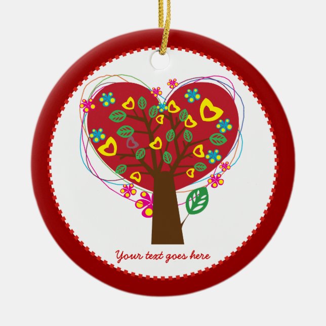 Heart love tree Valentine's Day custom ornament (Front)