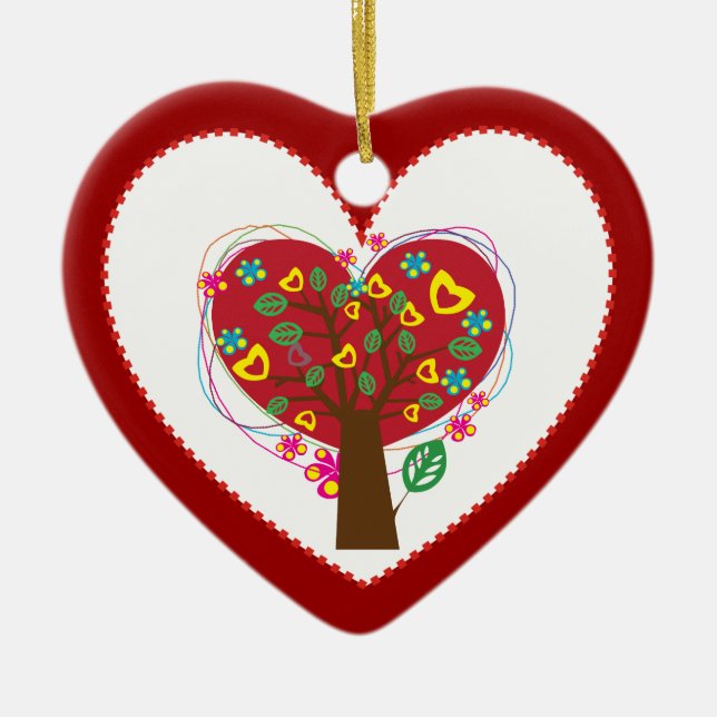 Heart love tree Valentine's Day custom ornament (Front)