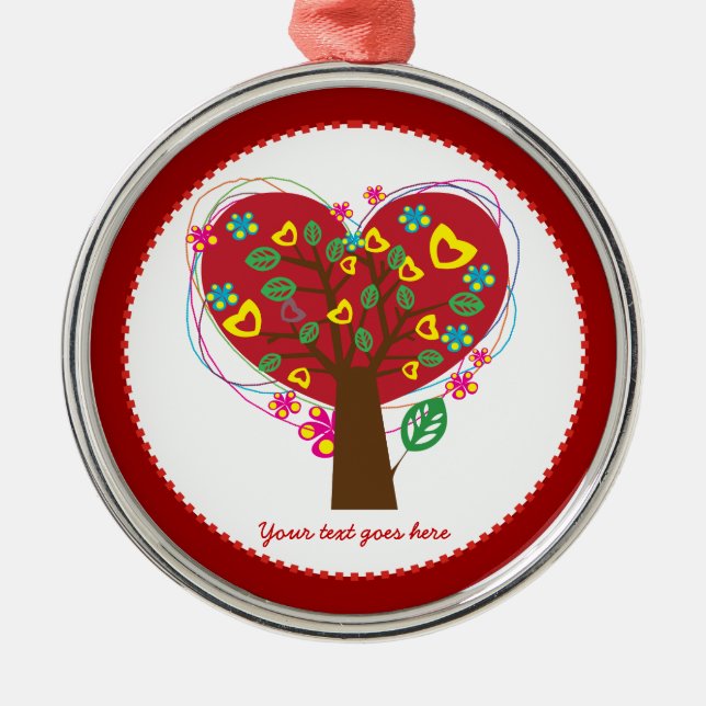 Heart love tree Valentine's Day custom ornament (Front)