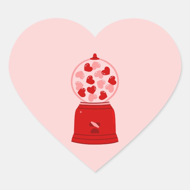 heart love valentine gum machine gumballs sticker (Front)