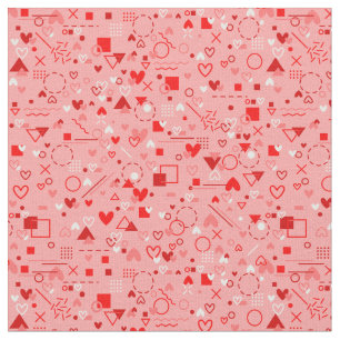 heart love vintage valentines 1980s geometric fabric