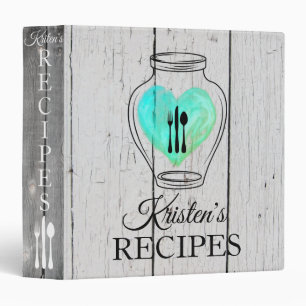 Heart Love White Wood Recipe Cooking Vintage 3 Rin Binder