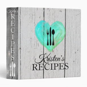 Heart Love White Wood Recipe Cooking Vintage Binder