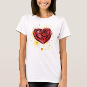 Heart Love Women's Basic T-Shirt, White T-Shirt