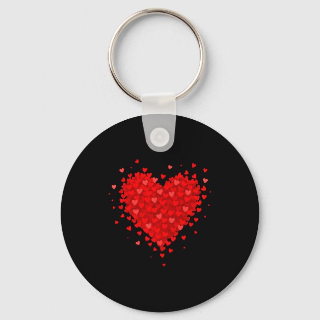 Heart Made Of Hearts Valentines Day Womens Teens G Keychain (Front)