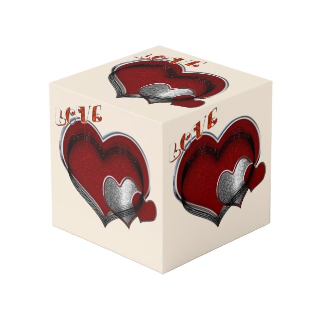 Heart Magic Beige Photo Cube  (Front Angled)